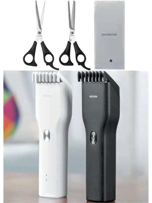 Триммер для волос Enchen Boost Hair Trimmer (+ножницы) Черный\Белый-0